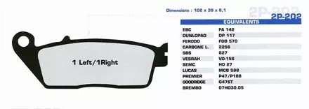 Тормозные колодки Nissin 2P-202ST для мотоциклов