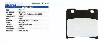 Тормозные колодки Nissin 2P-234NS для мотоциклов