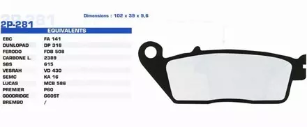 Тормозные колодки Nissin 2P-281NS для мотоциклов