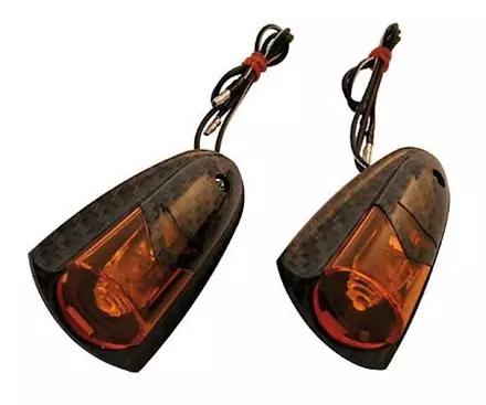 поворотник FUTURA, карбон/оранжевое стекло, L x B