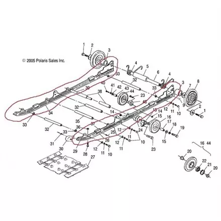 Направляющая гусеницы снегохода левая POLARIS Widetrak LX 1993+ 1540751