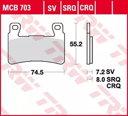 Тормозные колодки TRW MCB703SV для мотоциклов