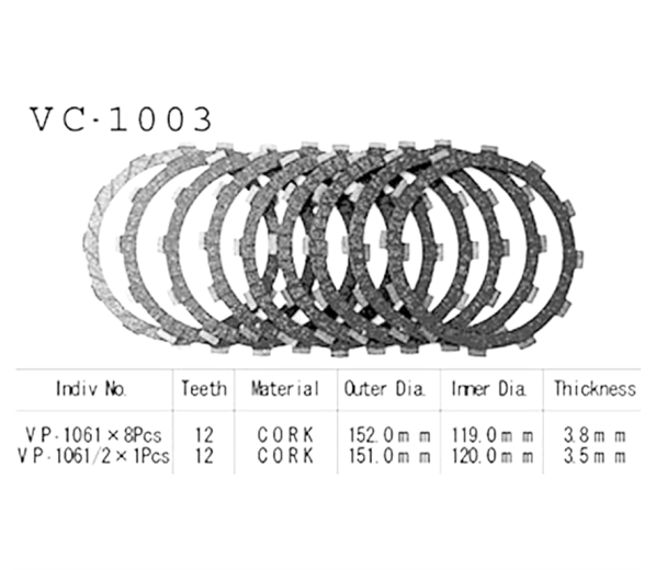Фрикционные диски сцепления Vesrah VC1003 для мотоциклов