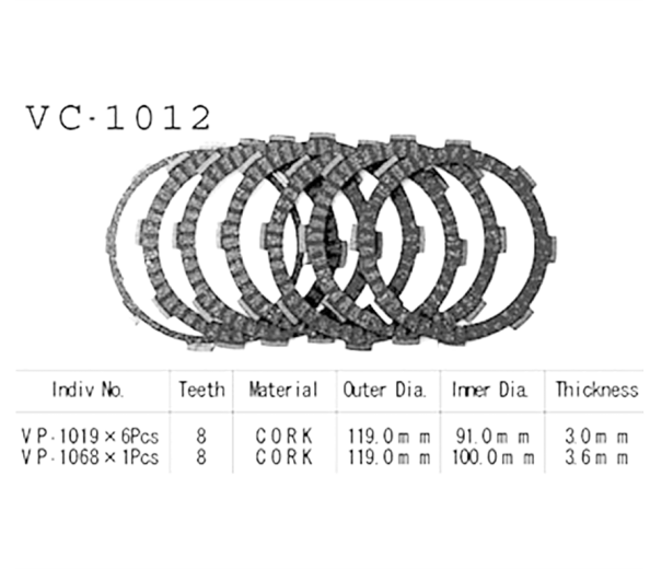 Фрикционные диски сцепления Vesrah VC1012 для мотоциклов
