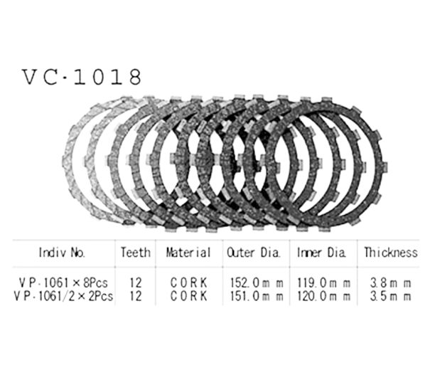 Фрикционные диски сцепления Vesrah VC1018 для мотоциклов