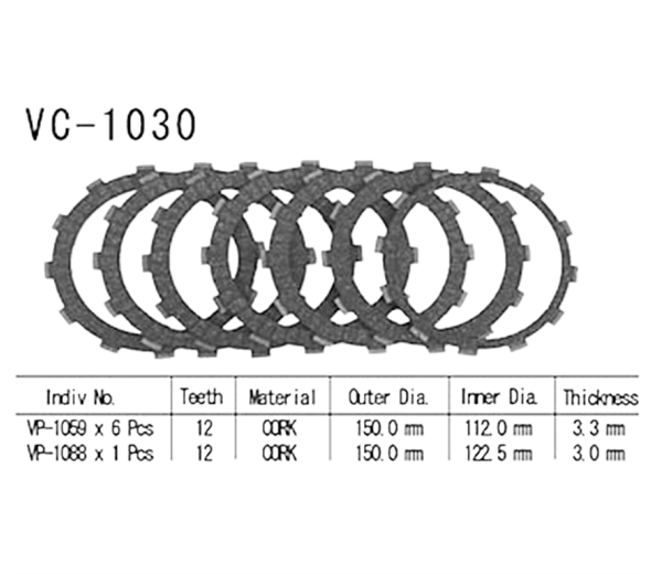 Фрикционные диски сцепления Vesrah VC1030 для мотоциклов