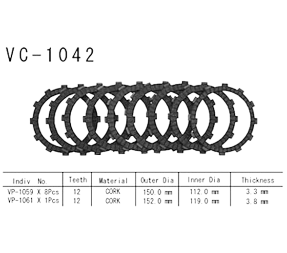 Фрикционные диски сцепления Vesrah VC1042 для мотоциклов