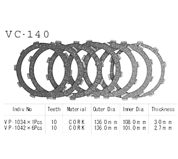 Фрикционные диски сцепления Vesrah VC140 для мотоциклов