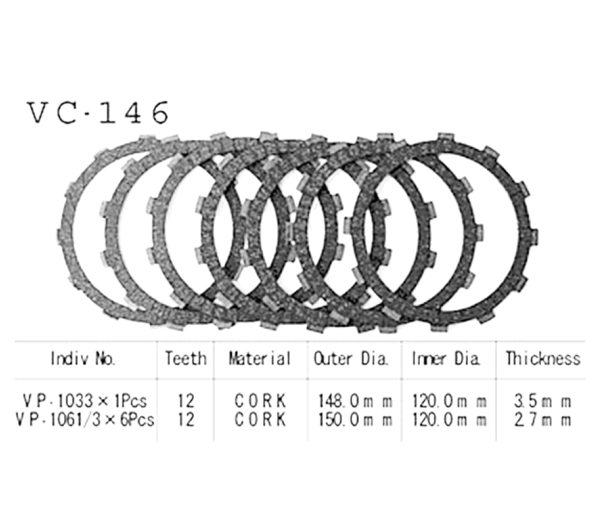 Фрикционные диски сцепления Vesrah VC146 для мотоциклов