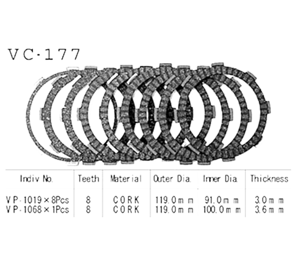 Фрикционные диски сцепления Vesrah VC177 для мотоциклов