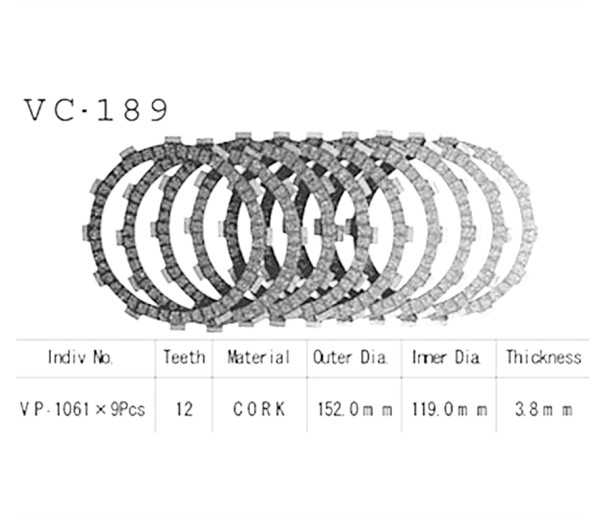Фрикционные диски сцепления Vesrah VC189 для мотоциклов