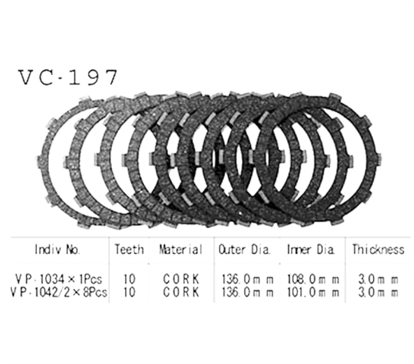 Фрикционные диски сцепления Vesrah VC197 для мотоциклов