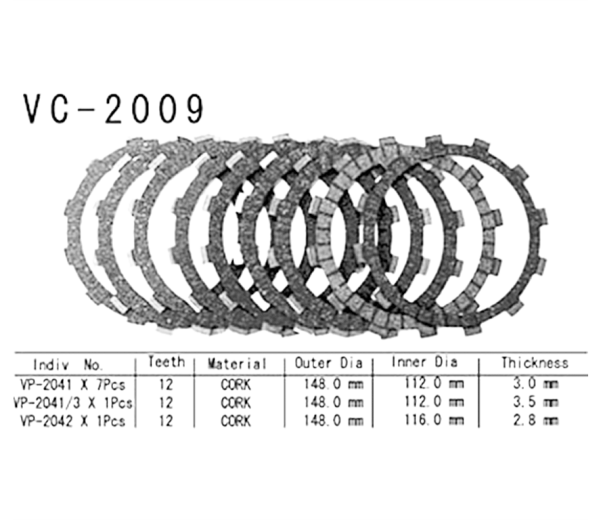 Фрикционные диски сцепления Vesrah VC2009 для мотоциклов