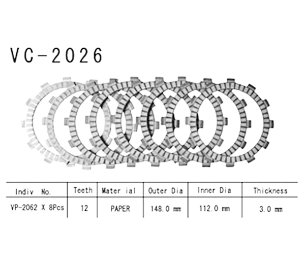 Фрикционные диски сцепления Vesrah VC2026 для мотоциклов