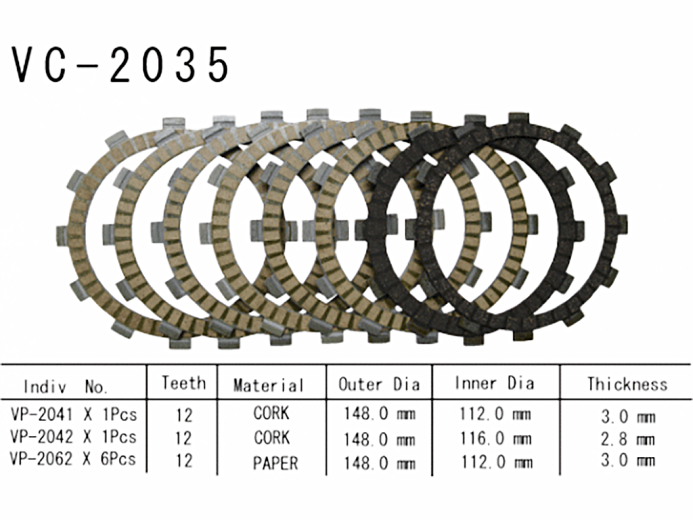 Фрикционные диски сцепления Vesrah VC2035 для мотоциклов