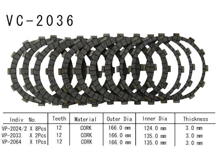 Фрикционные диски сцепления Vesrah VC2036 для мотоциклов