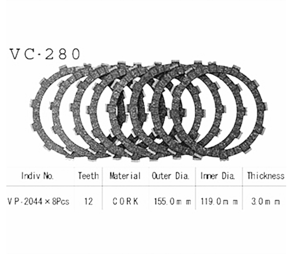 Фрикционные диски сцепления Vesrah VC280 для мотоциклов
