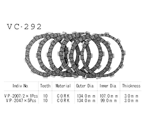 Фрикционные диски сцепления Vesrah VC292 для мотоциклов