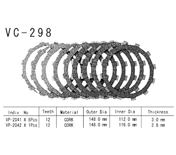 Фрикционные диски сцепления Vesrah VC298 для мотоциклов