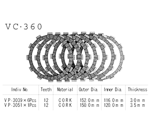 Фрикционные диски сцепления Vesrah VC360 для мотоциклов