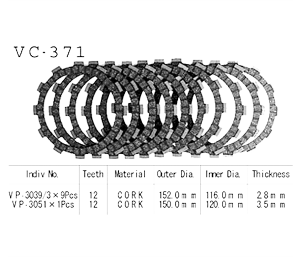 Фрикционные диски сцепления Vesrah VC371 для мотоциклов