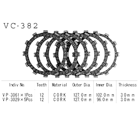 Фрикционные диски сцепления Vesrah VC382 для мотоциклов