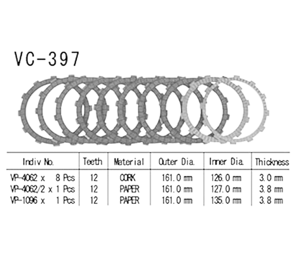 Фрикционные диски сцепления Vesrah VC397 для мотоциклов