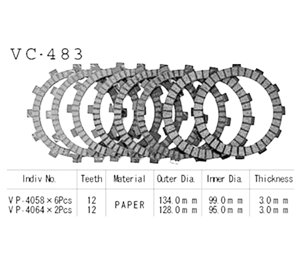 Фрикционные диски сцепления Vesrah VC483 для мотоциклов