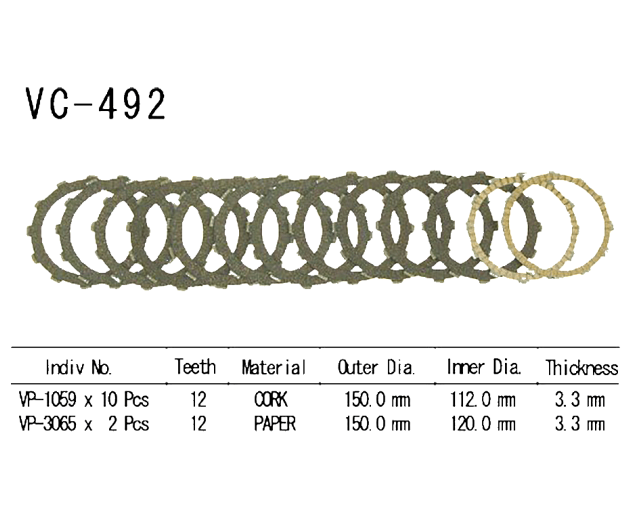 Фрикционные диски сцепления Vesrah VC492 для мотоциклов
