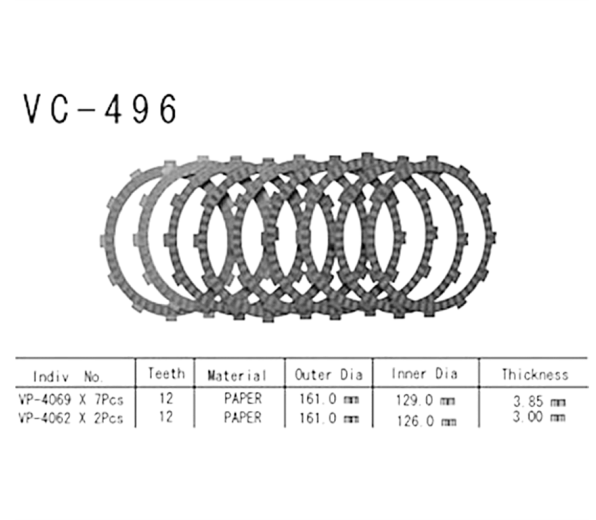 Фрикционные диски сцепления Vesrah VC496 для мотоциклов