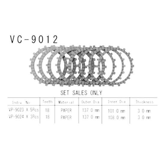 Фрикционные диски сцепления Vesrah VC9012 для мотоциклов