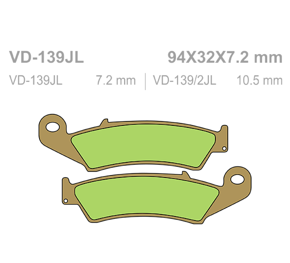 Тормозные колодки Vesrah VD 139/2JL для мотоциклов