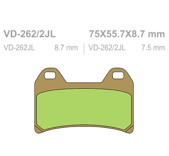 Тормозные колодки Vesrah VD 262/2JL для мотоциклов