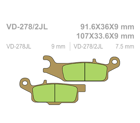 Тормозные колодки Vesrah VD 278/2JL для мотоциклов