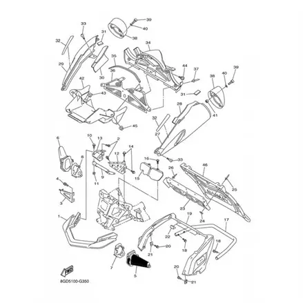 Кожух рулевой тяги левый снегохода Yamaha VK10, Nytro, Apex 8FU-2198F-01-00
