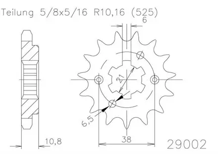 Задняя звезда 15 зуб. Esjot 50-29002-15 аналог JTF290.15