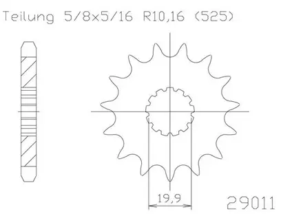 Передняя звезда 14 зуб. Esjot 50-29011-14 аналог JTF433.14