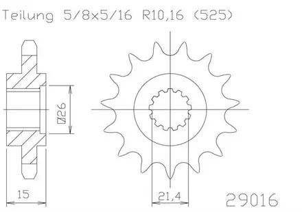 Передняя звезда 14 зуб. Esjot 50-29016-15 аналог JTF1182.14