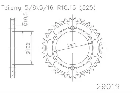 Задняя звезда 40 зуб. Esjot 50-29019-40 аналог JTR498.40