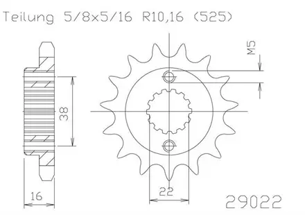 Передняя звезда 15 зуб. Esjot 50-29022-15 аналог JTF741.15