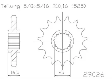 Передняя звезда 17 зуб. Esjot 50-29026-17 аналог JTF1904.17