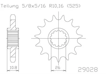 Передняя звезда 15 зуб. Esjot 50-29028-15 аналог JTF1591.15