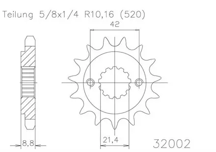 Передняя звезда 17 зуб. Esjot 50-32002-17 аналог JTF516.17