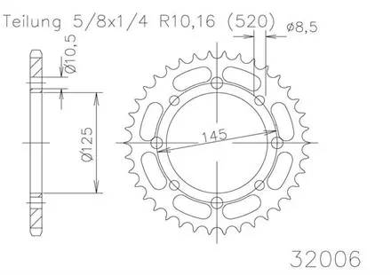 Задняя звезда 38 зуб. Esjot 50-32006-38 аналог JTR1857.38
