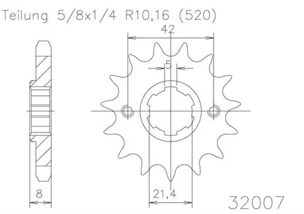 Передняя звезда 16 зуб. Esjot 50-32007-16 аналог JTF575.16