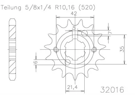 Передняя звезда 15 зуб. Esjot 50-32016-15 аналог JTF569.15