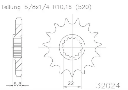Передняя звезда 15 зуб. Esjot 50-32024-15 аналог JTF1901.15