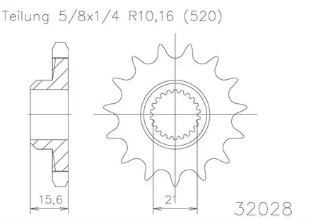Передняя звезда 14 зуб. Esjot 50-32028-14 аналог JTF577.14