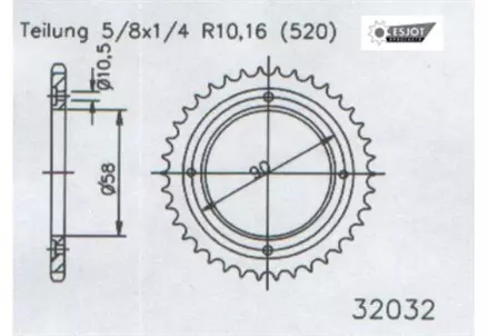 Передняя звезда 13 зуб. Esjot 50-32032-13S аналог JTF432SC.13