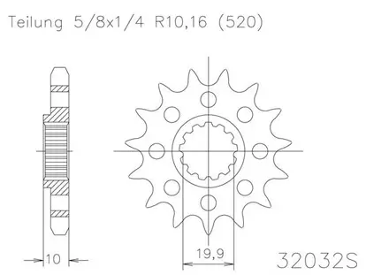 Передняя звезда 14 зуб. Esjot 50-32032-14S аналог JTF432SC.14